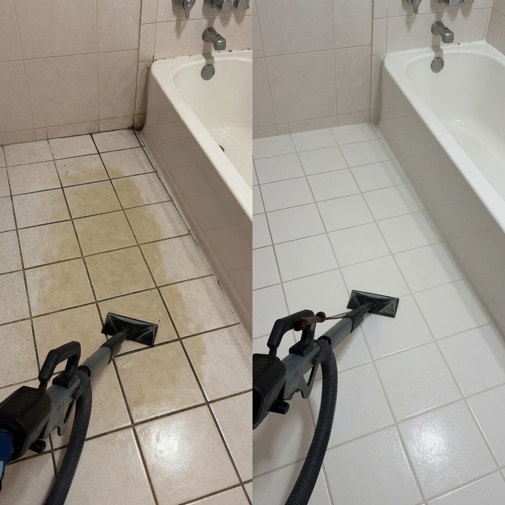 Professional residential tile and grout cleaning — before and after